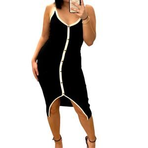 Rehab Lab Black and White Contrast Front Slip Midi Bodycon Dress size Small